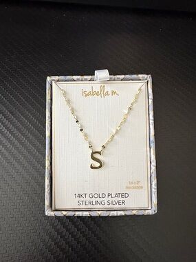Isabella M Gold 'S' Initial Necklace